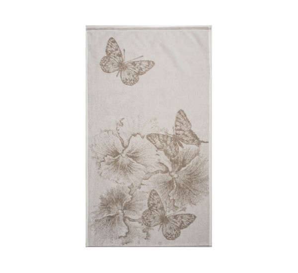 Полотенце льняное махровое "Бабочки и цветы" 