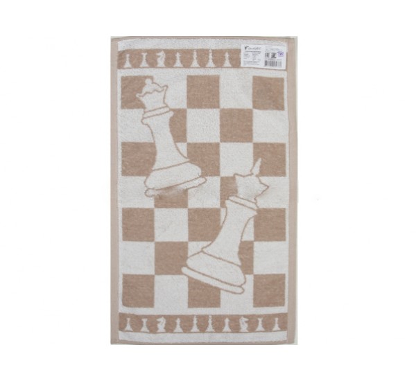 Полотенце льняное махровое  "Шахматы" 
