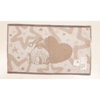 Полотенце льняное махровое  "Гном и сердце" 
