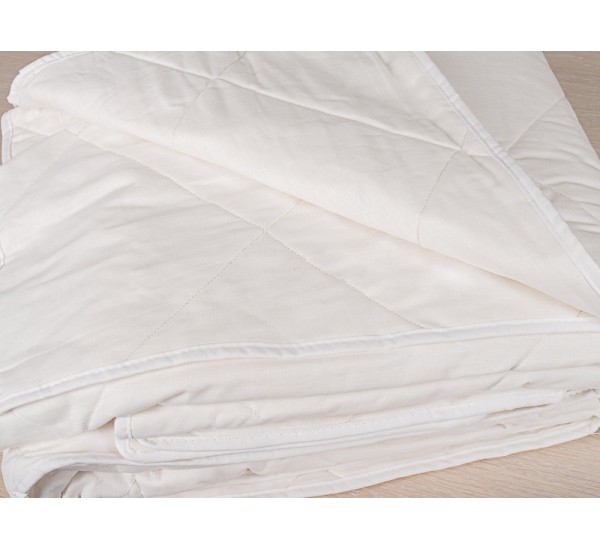 Льняное одеяло-покрывало стёганое "Белое" 
