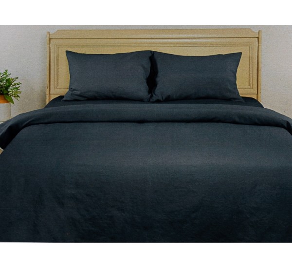 Комплект умягченного постельного белья "Цвет черно-синий"